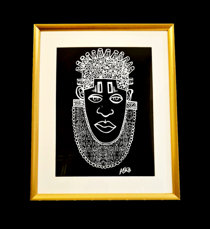 IDIA Ancient African Inspired A3 Giclée Art Print in Black/Gold Frame
