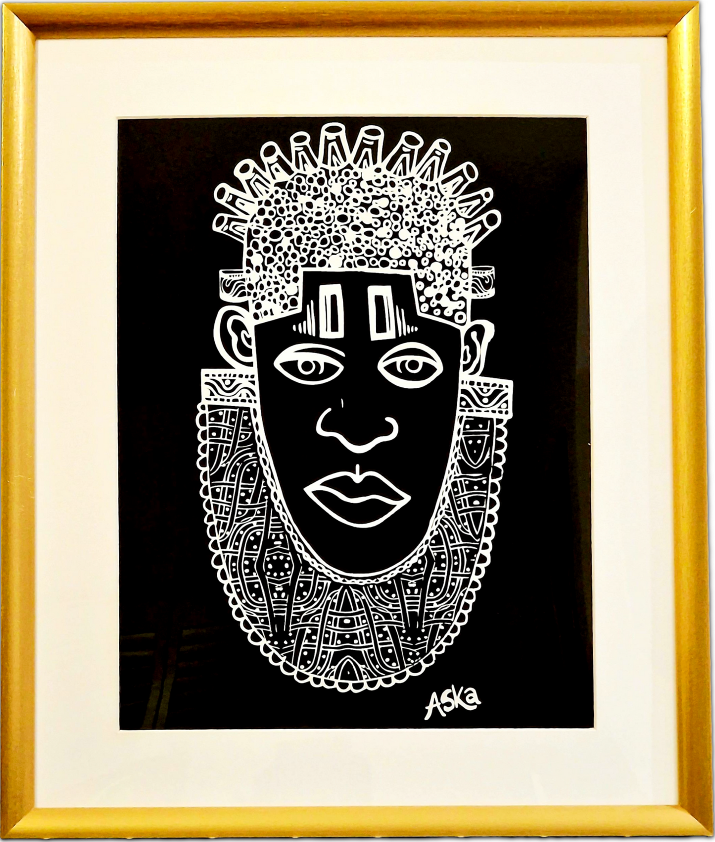 IDIA Ancient African Inspired A3 Giclée Art Print in Black/Gold Frame