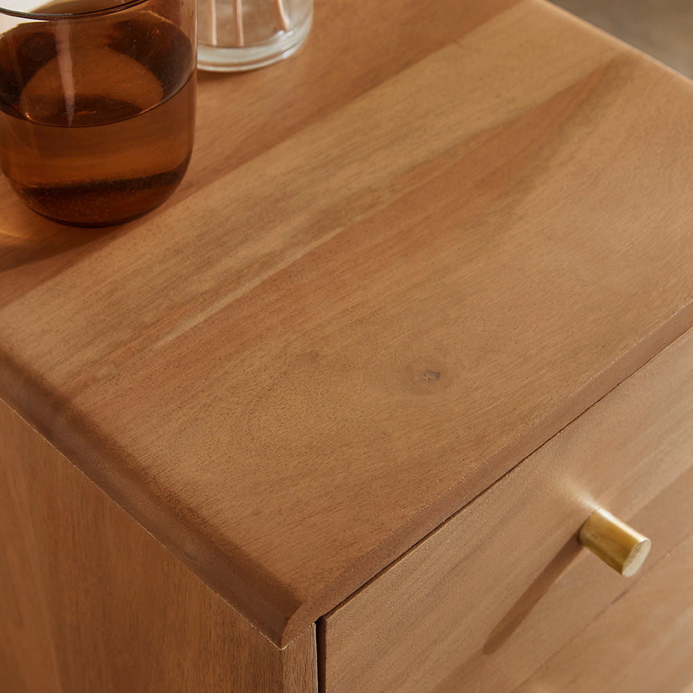 Scandinavian Light Walnut Logan Narrow Bedside Table – view 4