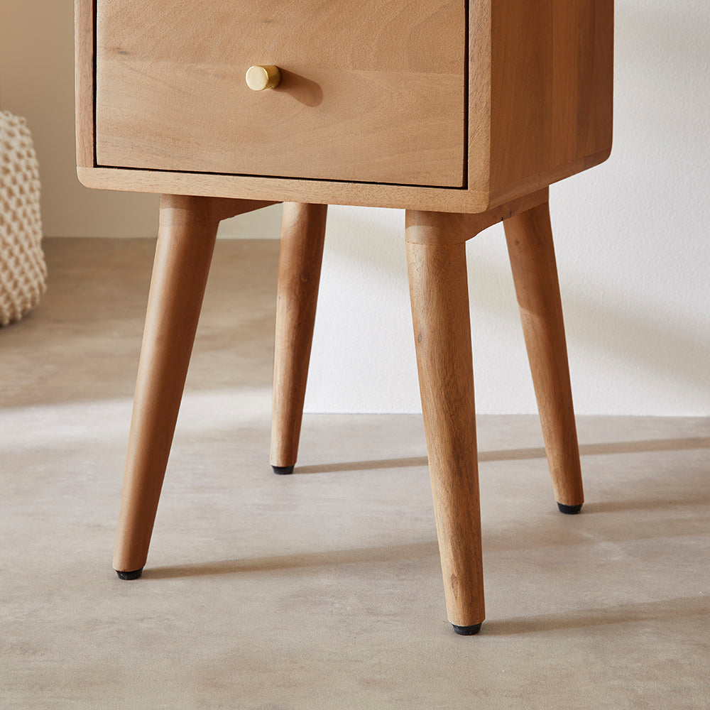 Scandinavian Light Walnut Logan Narrow Bedside Table – view 7