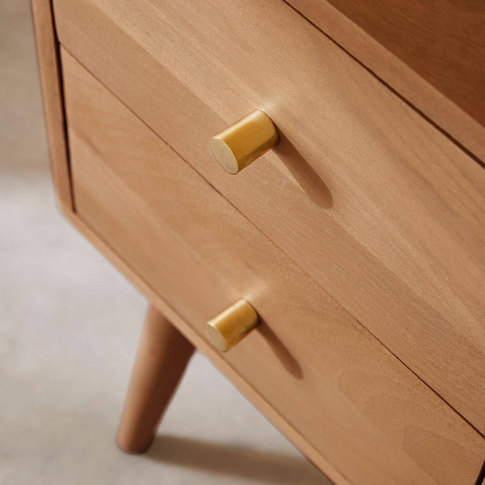 Scandinavian Light Walnut Logan Narrow Bedside Table – view 2