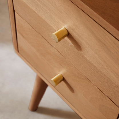 Scandinavian Light Walnut Logan Narrow Bedside Table – view 2