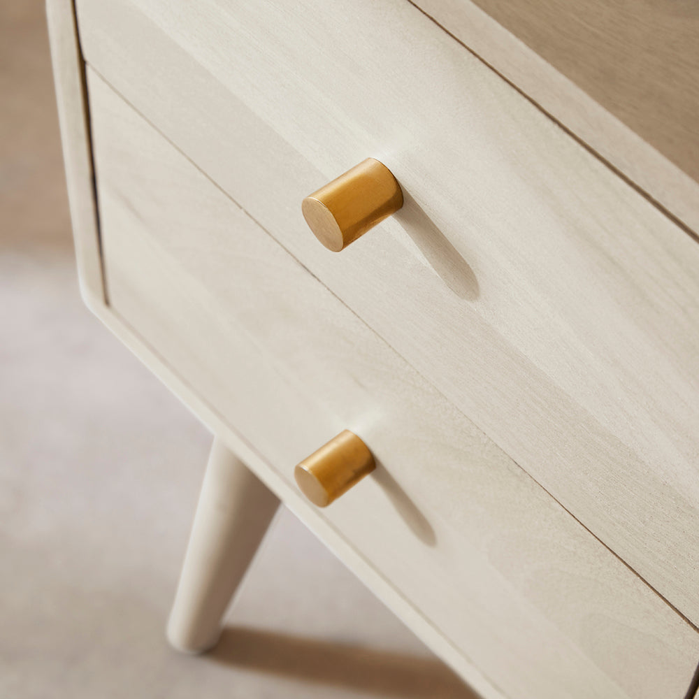 Minimalist Mango Wood White Logan Narrow Bedside Table