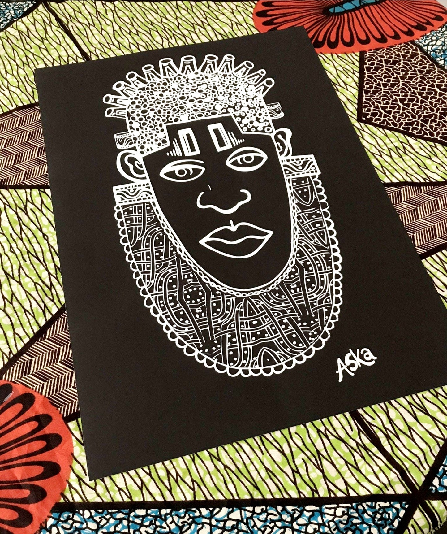 IDIA Ancient African Inspired A3 Giclée Art Print in White
