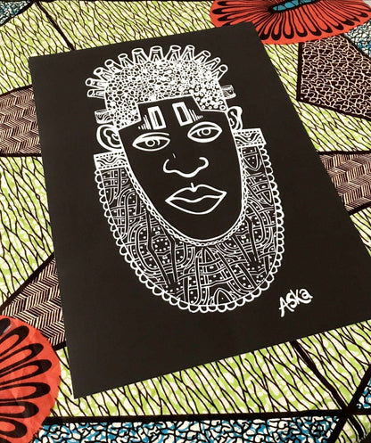 IDIA Ancient African Inspired A3 Giclée Art Print in White