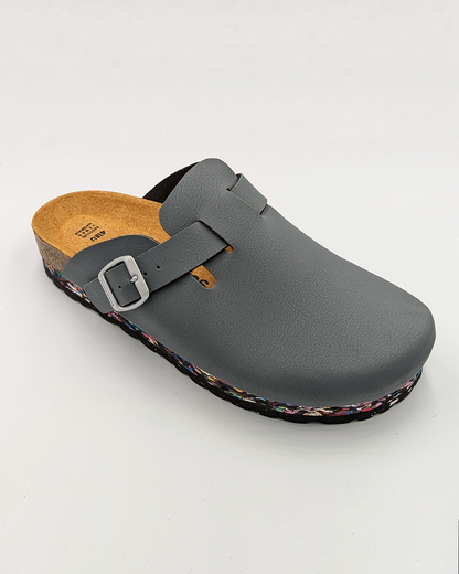 Smoke Recycled Vegan Leather Clog - Grey-Blue – view 2