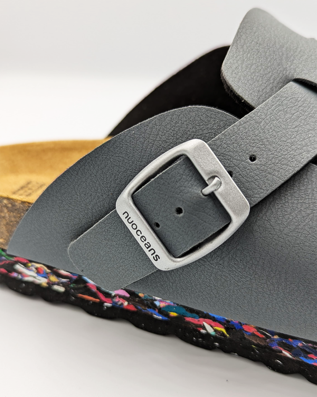 Smoke Recycled Vegan Leather Clog - Grey-Blue – view 3