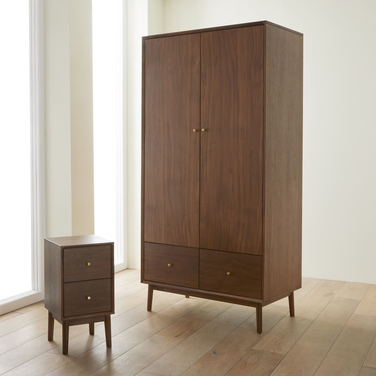Wright Narrow Walnut Bedside Table