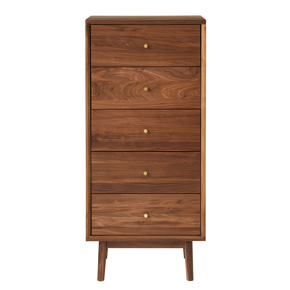 Wright Walnut Tallboy Chest of 5 Drawers – view 9