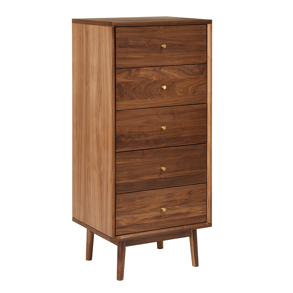 Wright Walnut Tallboy Chest of 5 Drawers – view 10