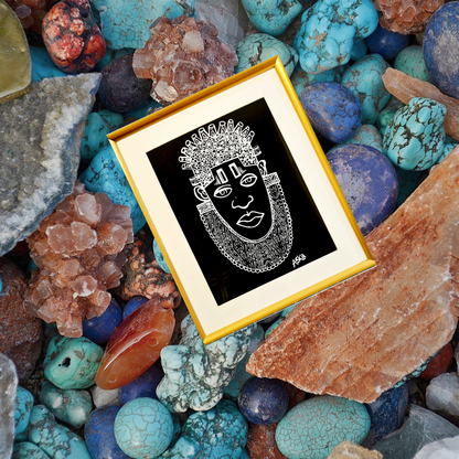 IDIA Ancient African Inspired A3 Giclée Art Print in Black/Gold Frame