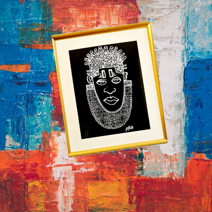 IDIA Ancient African Inspired A3 Giclée Art Print in Black/Gold Frame