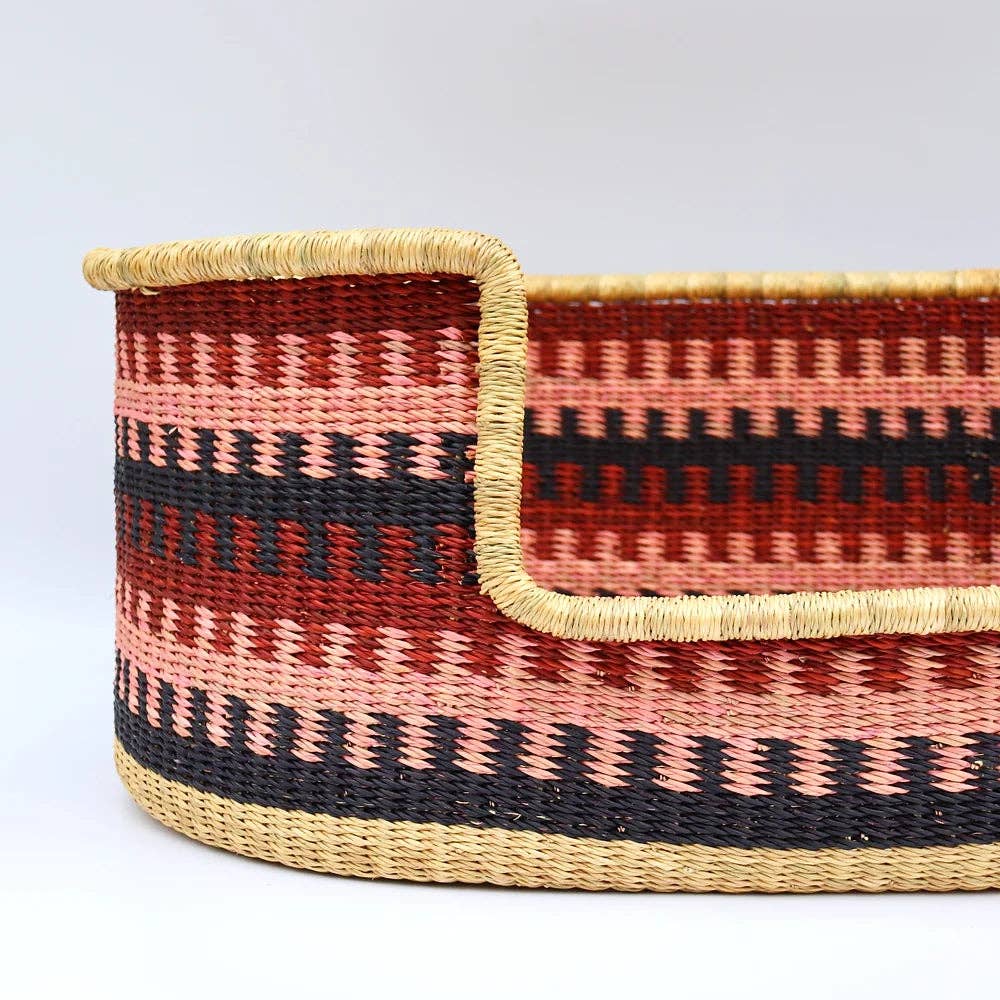 Pink, Burgundy, Navy, Woven Dog Pet Basket – view 2