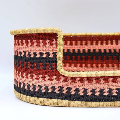 Pink, Burgundy, Navy, Woven Dog Pet Basket – view 2