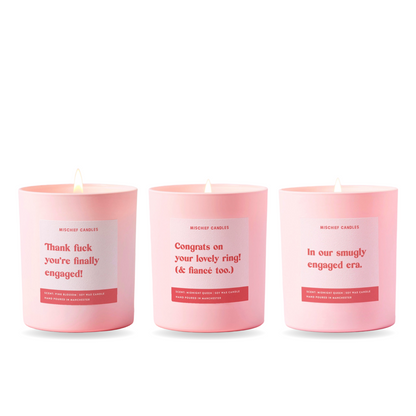 Engagement Candle Gift Set – three funny Mischief candles together