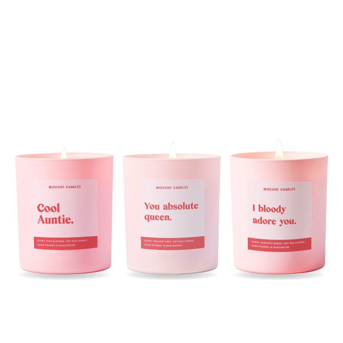Auntie Candle Gift Set – three funny Mischief candles together