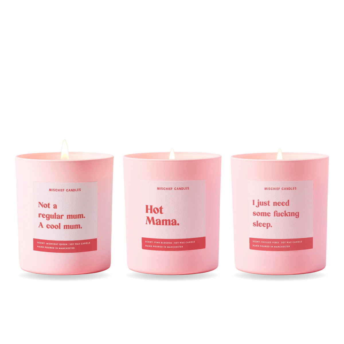 Mum Candle Gift Set – three funny Mischief candles together