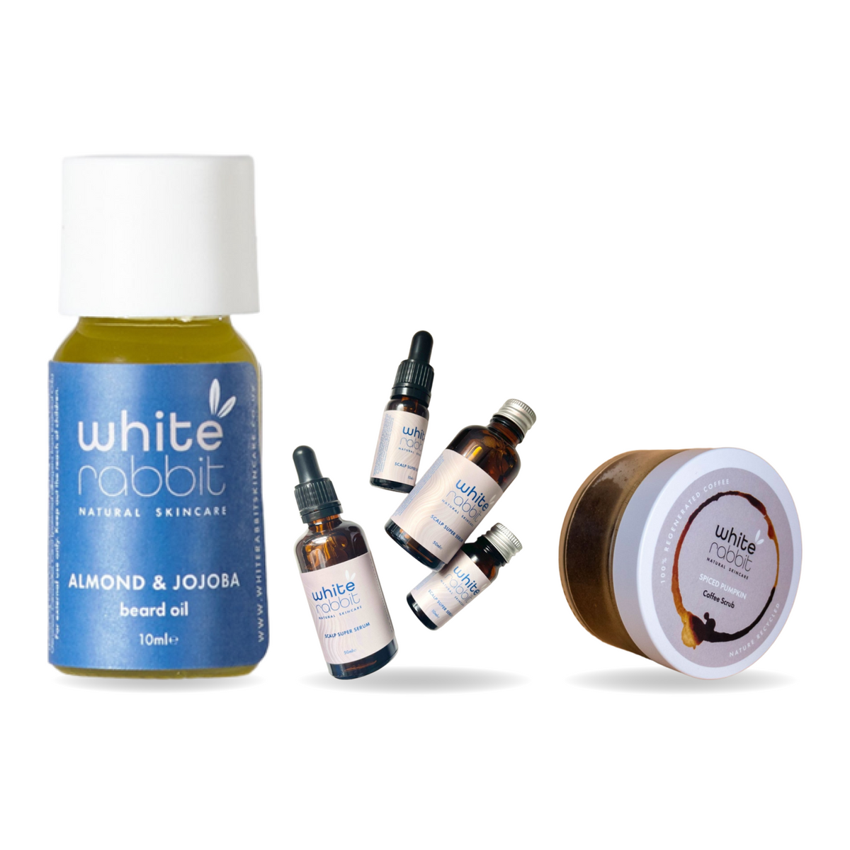 Beard, Scalp & Body Care Gift Set – White Rabbit Skin Care products together