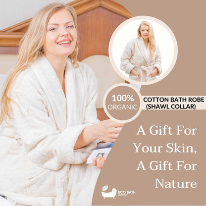 Eco Bath London Organic Cotton Shawl Collar Bath Robe - 100% Certified Organic Cotton – view 5