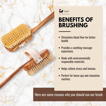 Eco Bath London Luxury Natural Sisal Olive Wood Body Brush - The Ultimate Dry Brushing Body Brush – view 3