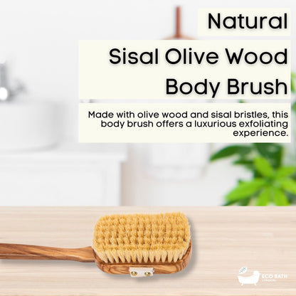 Eco Bath London Luxury Natural Sisal Olive Wood Body Brush - The Ultimate Dry Brushing Body Brush – view 2