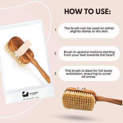Eco Bath London Luxury Natural Sisal Olive Wood Body Brush - The Ultimate Dry Brushing Body Brush – view 5