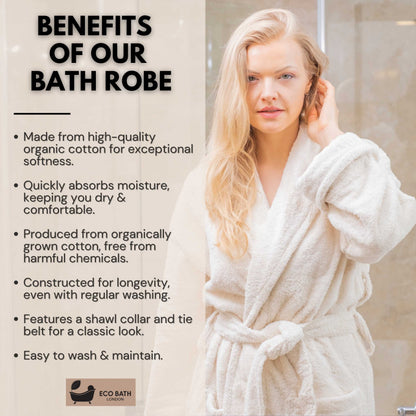 Eco Bath London Organic Cotton Shawl Collar Bath Robe - 100% Certified Organic Cotton – view 2