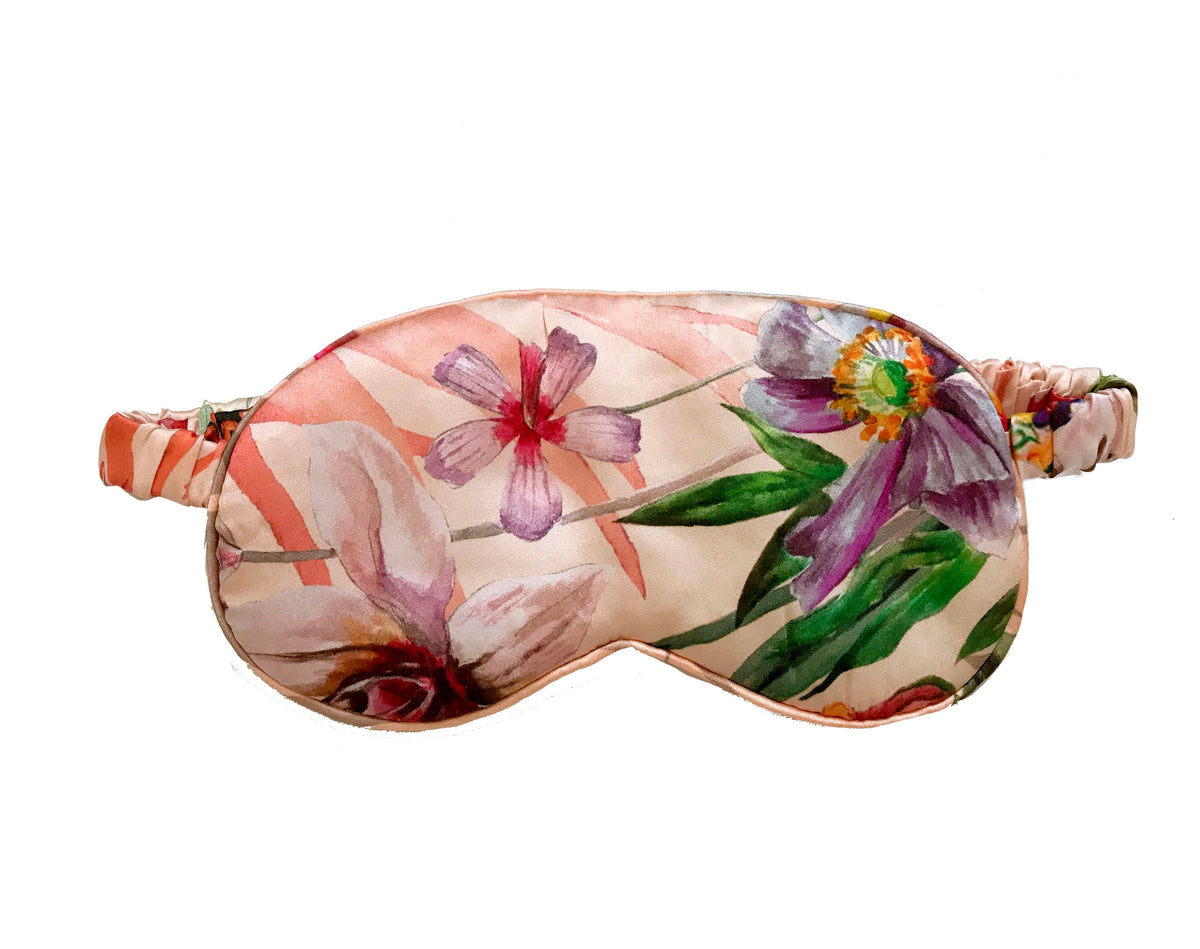 Silk eye mask with tropical floral print designs – view 13