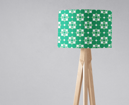 Green and White Drum Lampshade, Victorian Tiles Design Shade for Table, Floor or Ceiling Pendant Light – view 2
