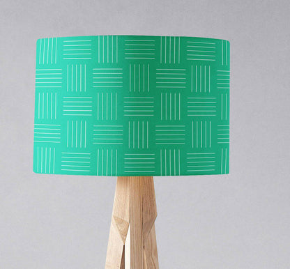 Green Drum Lampshade, Geometric Line Design Shade for Table, Floor or Ceiling Pendant Light – view 2