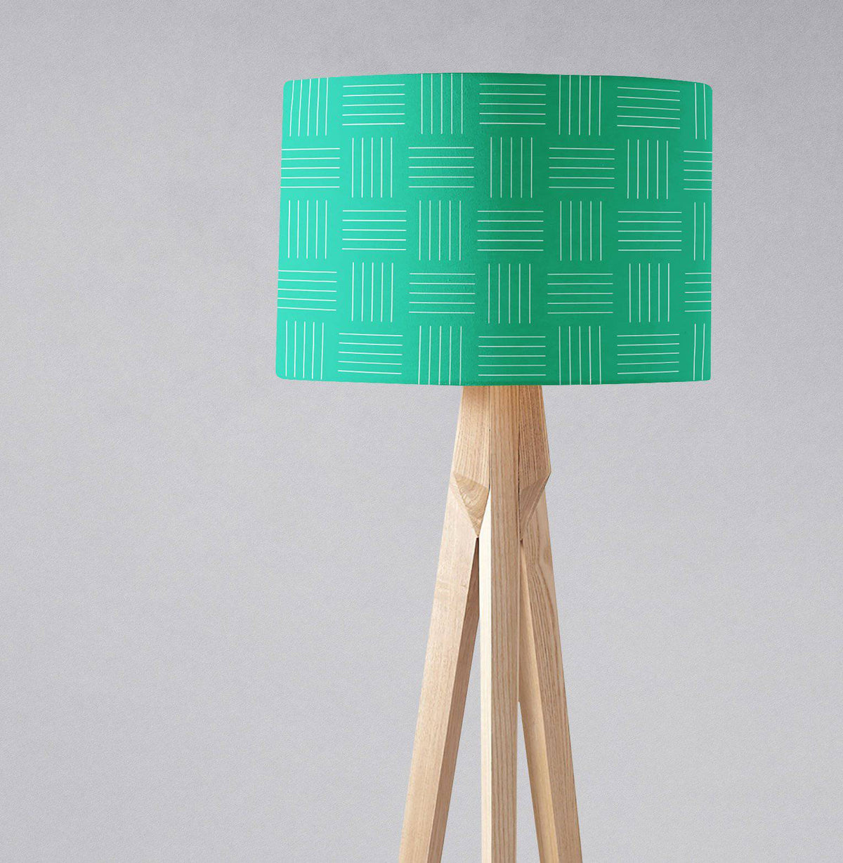 Green Drum Lampshade, Geometric Line Design Shade for Table, Floor or Ceiling Pendant Light – view 3