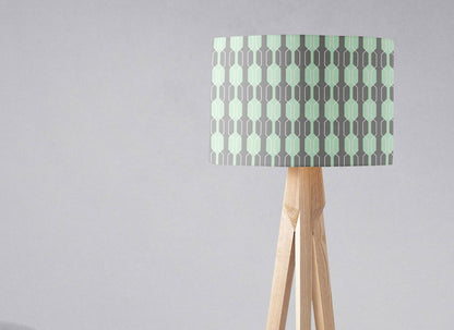 Grey and Mint Green Drum Lampshade, Geometric Design Shade for Table, Floor or Ceiling Pendant Light – view 3
