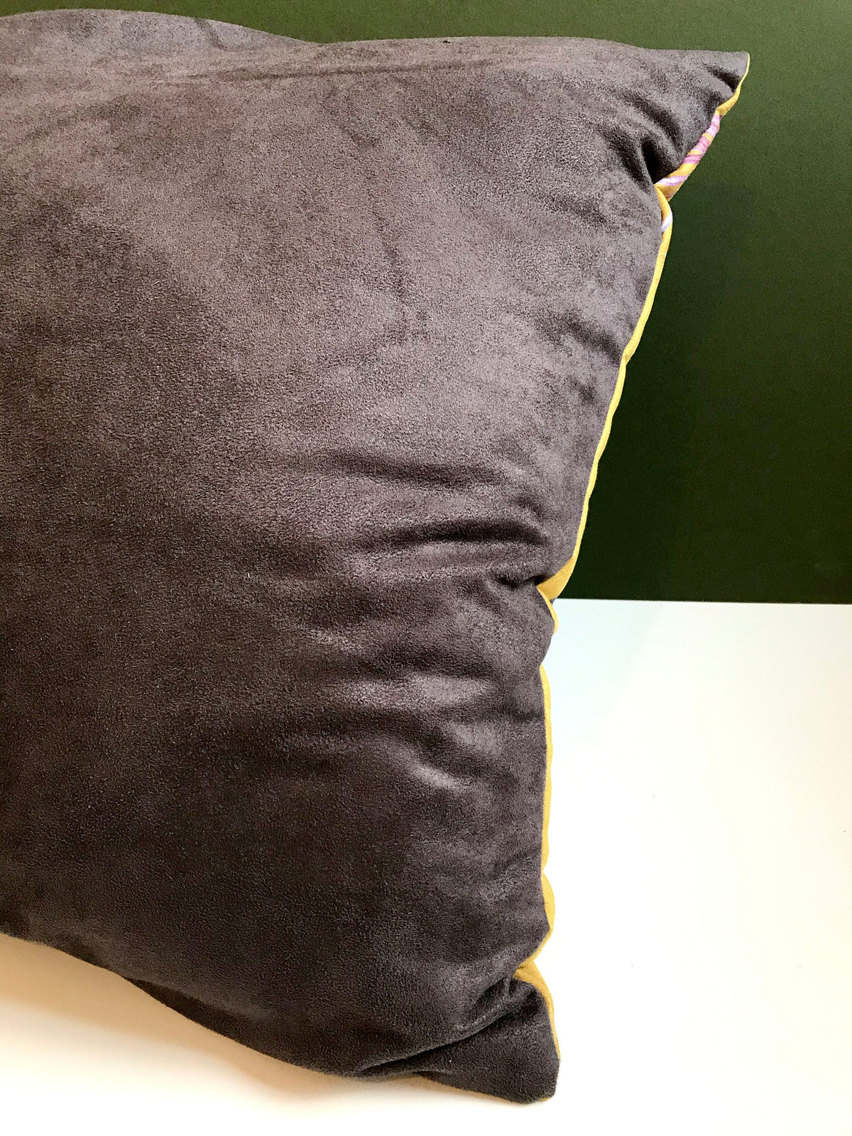 Large Yellow Cushion Watercolour skull design 'Boto Cushion' in Vegan friendly Suede – view 2