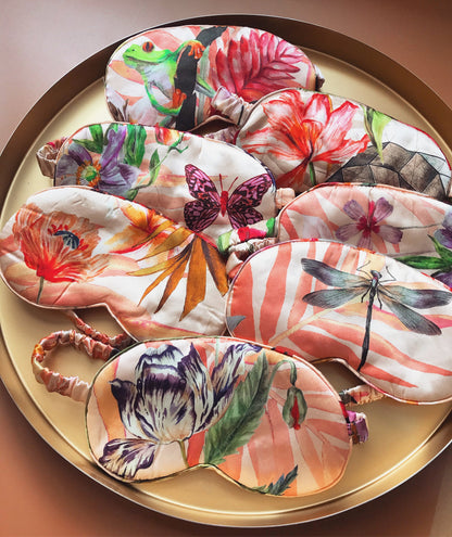 Silk eye mask with tropical floral print designs – view 2