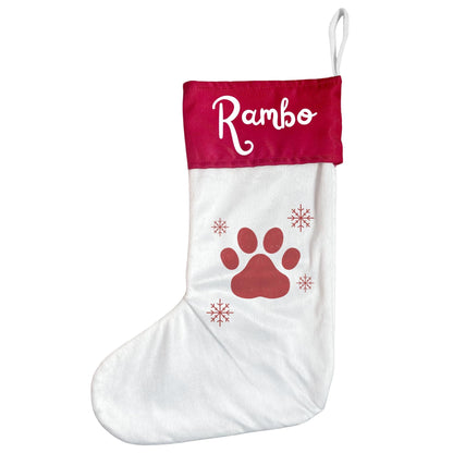 Personalised Pet Christmas Stocking with Paw Print