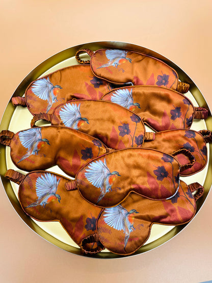 Copper silk eye masks for sleep or meditation in beautiful 'Ember' print hand painted design – view 4