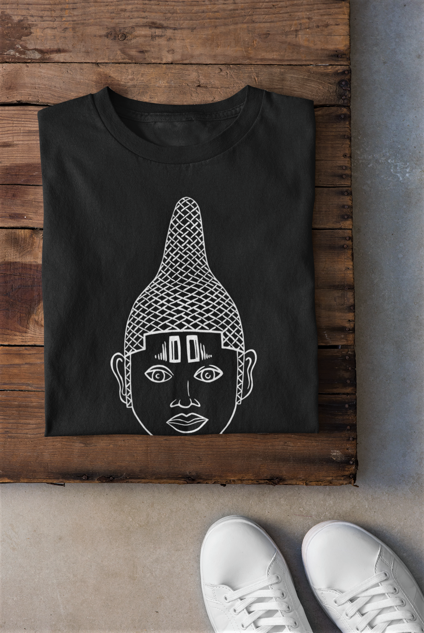 IYOBA ART EARTH POSITIVE TEE- WHITE ON BLACK