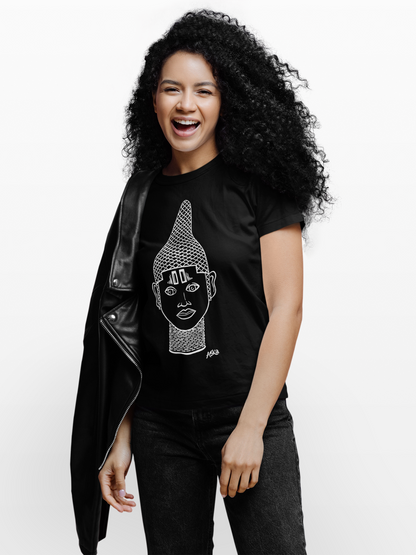 IYOBA ART EARTH POSITIVE TEE- WHITE ON BLACK
