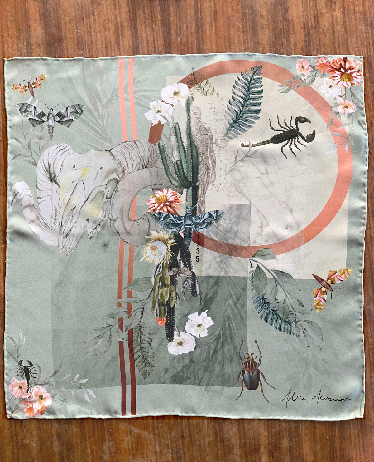 Sage Green Luxury Silk Pocket Square and tie men's Gift set 'Mirage' design inspired by Arizona Desert – view 7