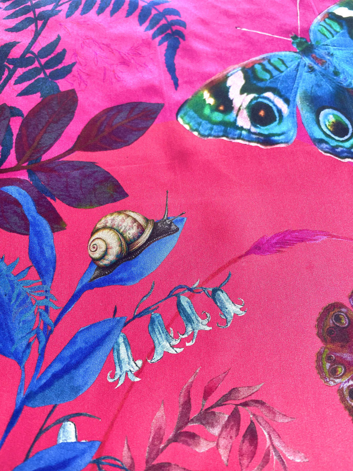 Fuchsia Pink Silk Tie and pocket square set in 'Nectar' butterfly print – view 6