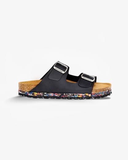 Onyx Recycled Vegan Leather Sandal - Black