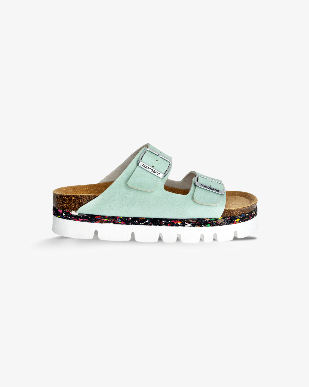 Bubbles Recycled Vegan Leather Platform Sandal - Aqua Blue