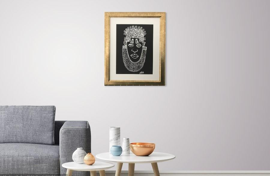 IDIA Ancient African Inspired A3 Giclée Art Print in Black/Gold Frame