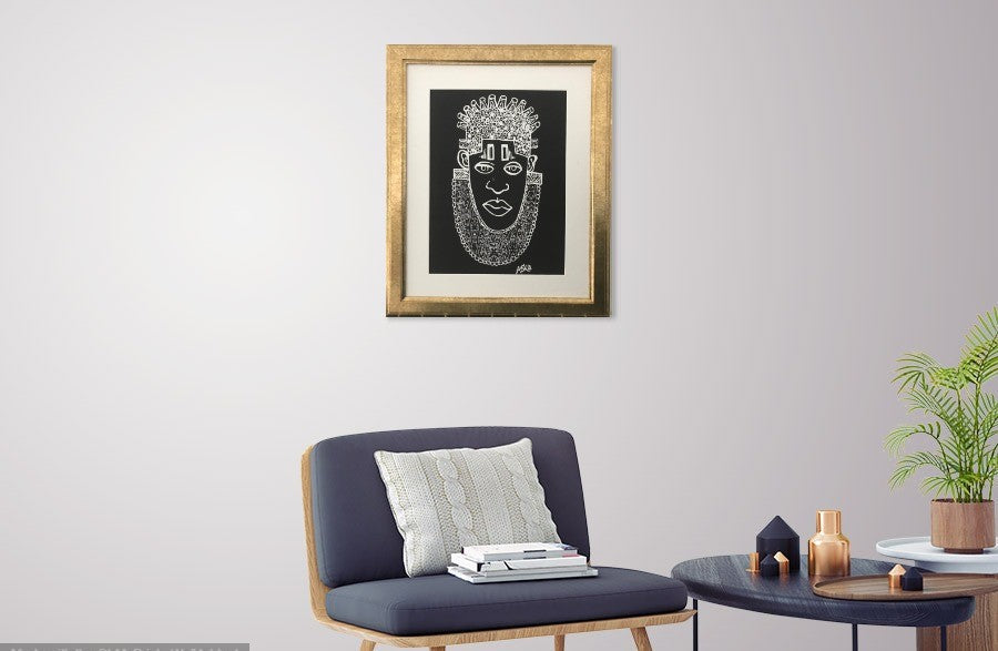 IDIA Ancient African Inspired A3 Giclée Art Print in Black/Gold Frame