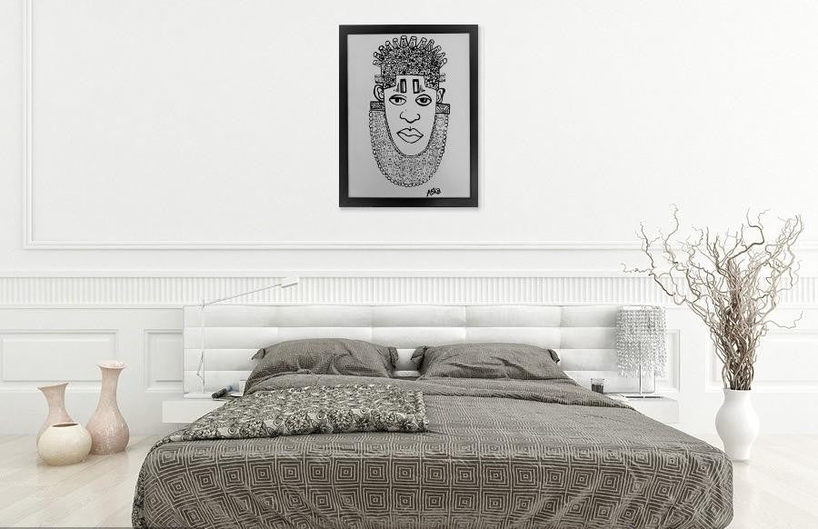 IDIA Ancient African Inspired A3 Giclée Art Print in White