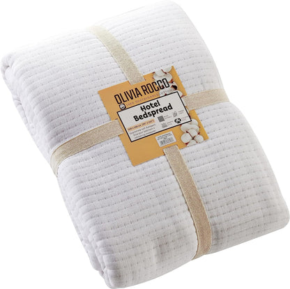 Olivia Rocco Hotel Collection Quilted Bedspread 240x260 cm White and Grey 100% Sustainable Cotton Super Soft E – view 2