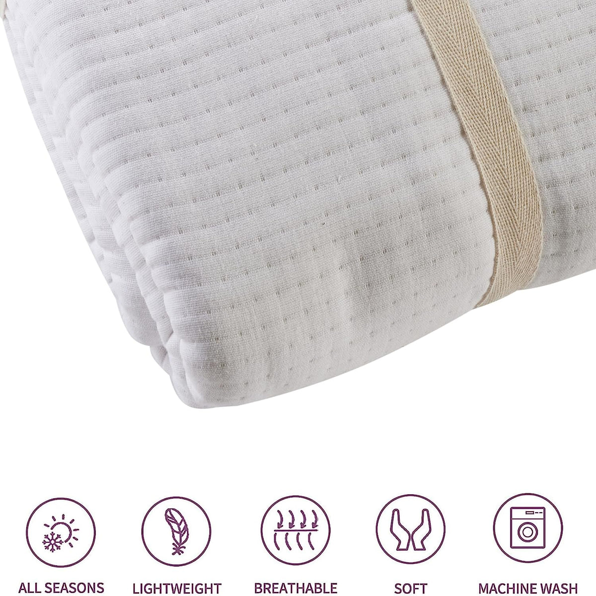 Olivia Rocco Hotel Collection Quilted Bedspread 240x260 cm White and Grey 100% Sustainable Cotton Super Soft E – view 6