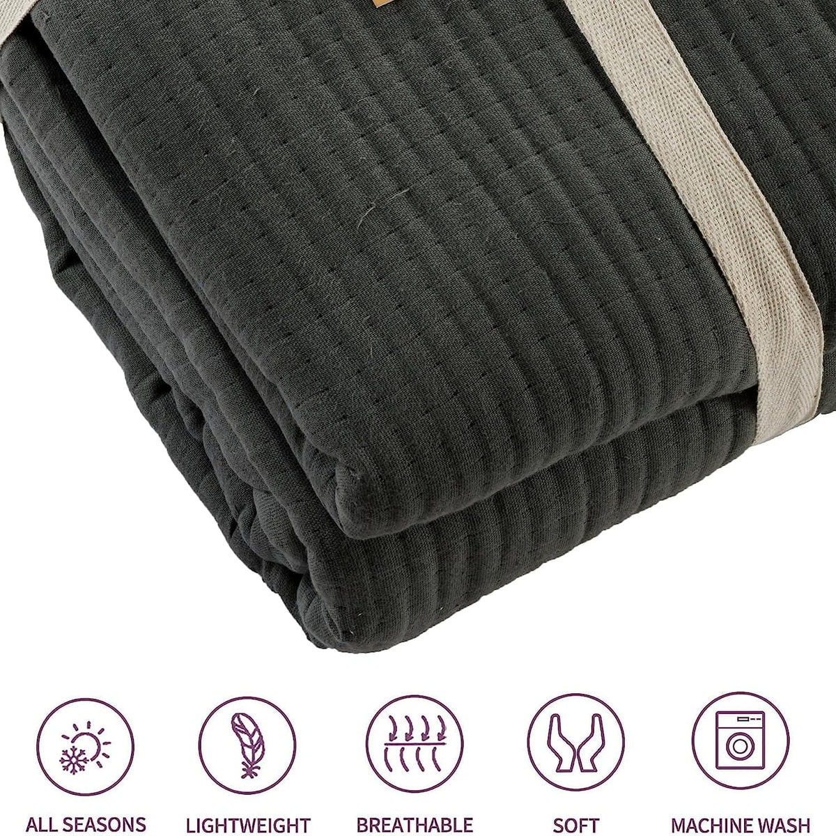 Olivia Rocco Hotel Collection Quilted Bedspread 240x260 cm White and Grey 100% Sustainable Cotton Super Soft E – view 12