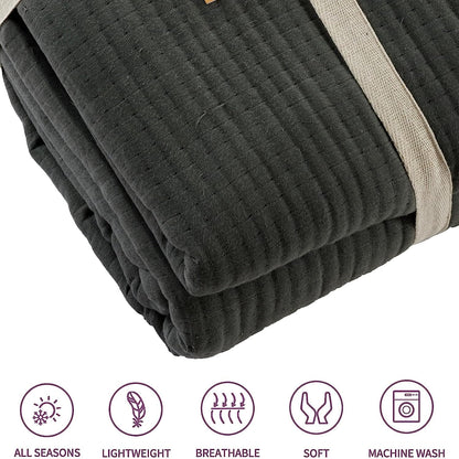 Olivia Rocco Hotel Collection Quilted Bedspread 240x260 cm White and Grey 100% Sustainable Cotton Super Soft E – view 12
