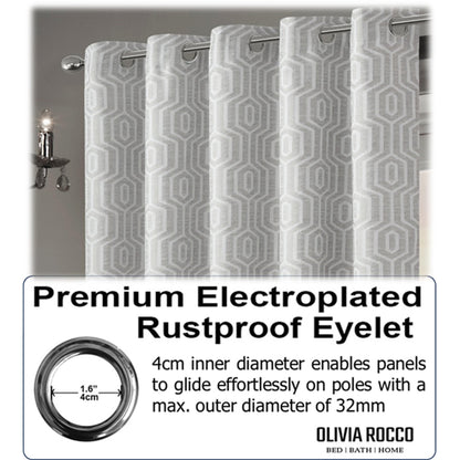 Olivia Rocco Paris Eyelet Jacquard Curtains Natural Geometric Pattern Thermal Insulated – view 4